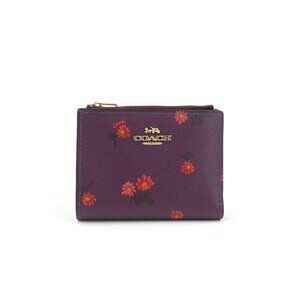 Coach Deep Berry Country Floral Bifold Wallet NWT CM853